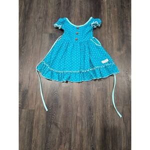 SweetHoney Girls Teal Polka Dot Dress Ruffle Flutter Sleeve Boutique 18m